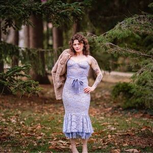 V Chapman blue floral dress